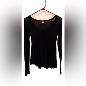 Free People Black Long Sleeve Shirt